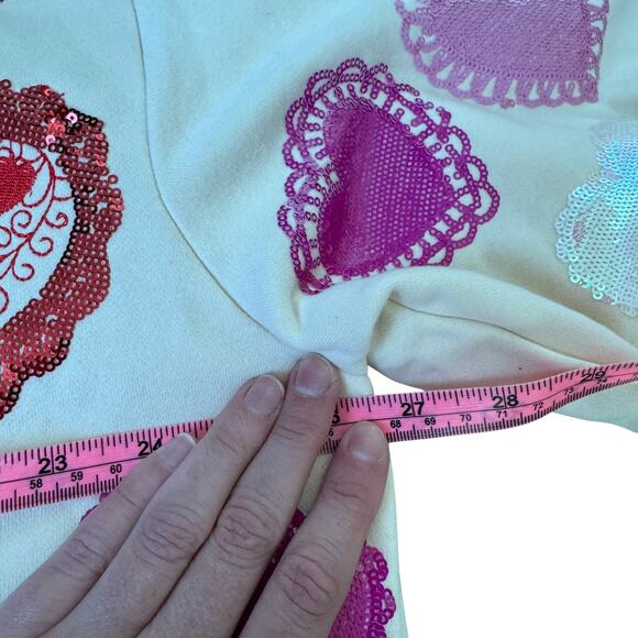 Queen of Sparkles Multi Doily Heart V-neck Sweatshirt - Picture 10 of 12